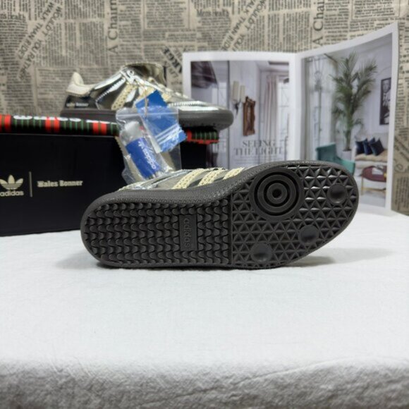 New Adidas Samba x Wales Bonner Silver Metallic Women Sneaker - Picture 5 of 7